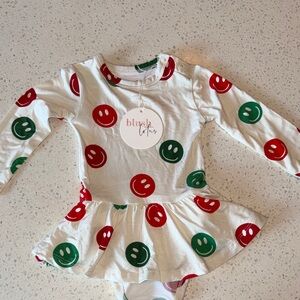 NWT Blush lotus Smiley Face bamboo onesie - 3-6m